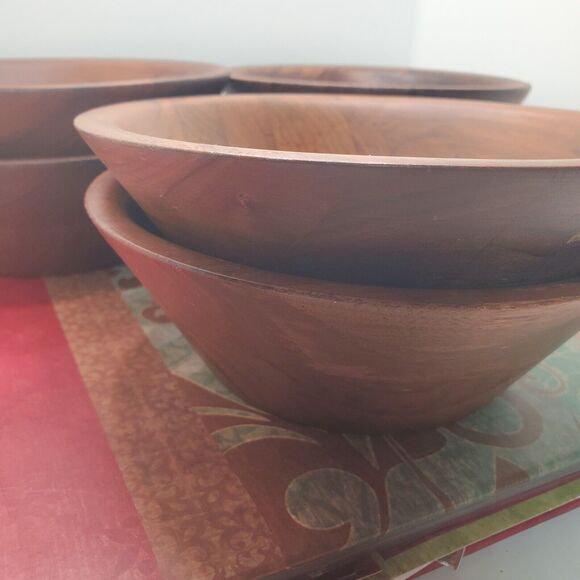 Solid Missouri Walnut Wooden Salad Bowl Set Of 6 Serving Bowls Lebanon MO - Picture 8 of 11